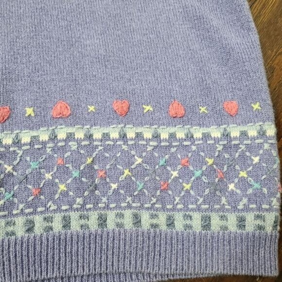 Vintage 90s Embroidered Heart Grandmacore Purple Top - Picture 10 of 10